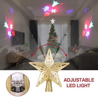 Christmas Tree Top Halloween Projector Light Star Shape LED Snowstorm Snowman Stripe RGB Projector Lights Xmas Party Decoration