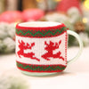 Christmas Decoration Knitted Woolen Cup Cover Mug Cup Sleeve Xmas Tree Snowflake Elk Bottle Covers New Year Party Table  Decor