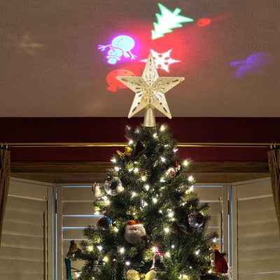 Christmas Tree Top Halloween Projector Light Star Shape LED Snowstorm Snowman Stripe RGB Projector Lights Xmas Party Decoration