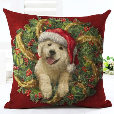 2019 New Year Cartoon Pattern Cat and Dog 45x45cm Pillowcase Merry Christmas Decorations for Home Santa Clause Linen Cover Natal