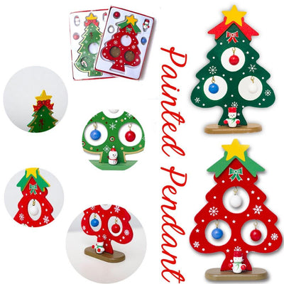 Christmas Tree Small Ornament Mini Painted Christmas Tree Decorations Christmas Wooden Card New Year's Decorations For Home