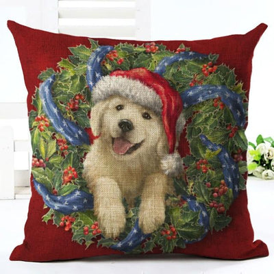 2019 New Year Cartoon Pattern Cat and Dog 45x45cm Pillowcase Merry Christmas Decorations for Home Santa Clause Linen Cover Natal