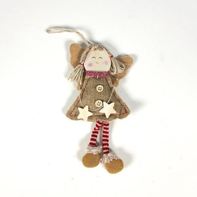 Christmas Decorations Wood Chips Christmas Smile Angel Doll Pendant Christmas Tree Ornaments Xmas Decorations for Home Kids Toys