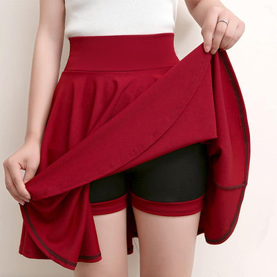 A-line Elastic Waist Pleated Shorts Skirts