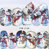 Christmas Water Nail Stickers Transfer Decals Sliders Snowman Deer Halloween Gel Polish Wraps Nail Decor