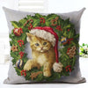 2019 New Year Cartoon Pattern Cat and Dog 45x45cm Pillowcase Merry Christmas Decorations for Home Santa Clause Linen Cover Natal