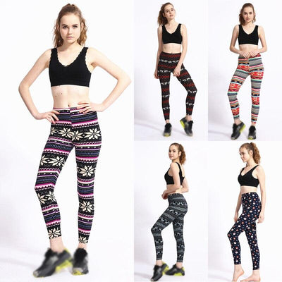 Autumn Winter  Women Christmas Elastic 3D Print Pants Leggings  Sport female skinny trousers