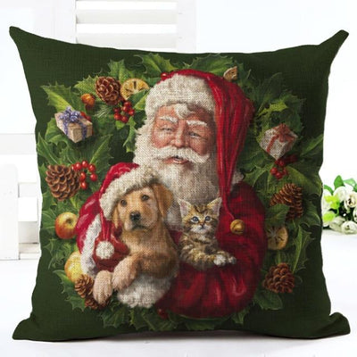 2019 New Year Cartoon Pattern Cat and Dog 45x45cm Pillowcase Merry Christmas Decorations for Home Santa Clause Linen Cover Natal