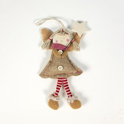 Christmas Decorations Wood Chips Christmas Smile Angel Doll Pendant Christmas Tree Ornaments Xmas Decorations for Home Kids Toys