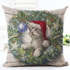 2019 New Year Cartoon Pattern Cat and Dog 45x45cm Pillowcase Merry Christmas Decorations for Home Santa Clause Linen Cover Natal