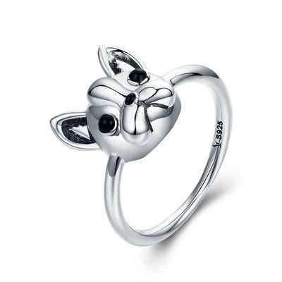 925 Sterling Silver French Bulldog Ring