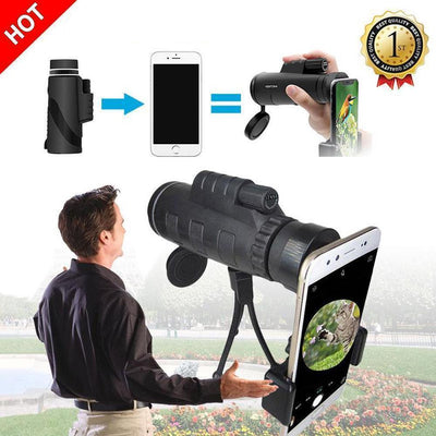 12X50 High Power Monocular Telescope With Smartphone Adapter and Tripod, Waterproof & Fogproof