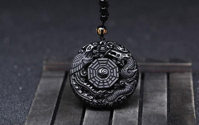 Black Obsidian Dragon and Phoenix Pendant - BUY ONE GET ONE FREE!