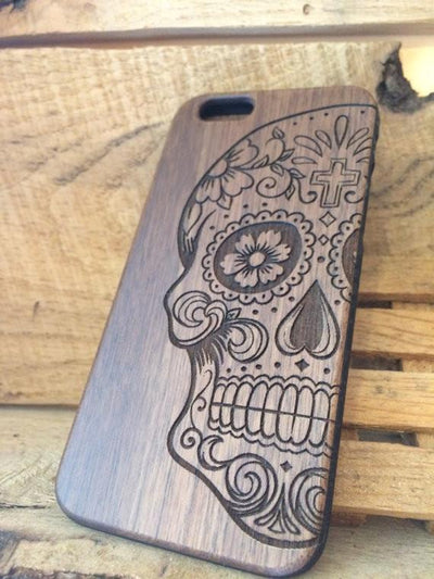 Candy Skull Wooden iPhone Case