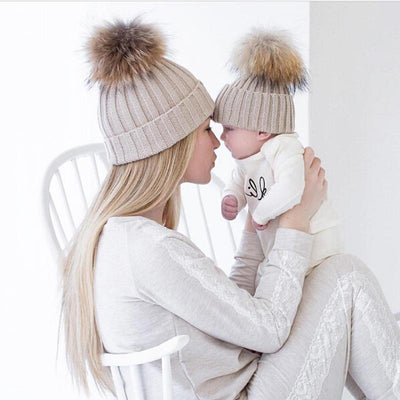 "Mommy & Me" Matching Faux Fur Beanies