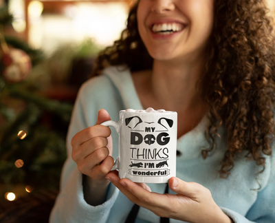 "My Dog Thinks I'm Wonderful" Mug