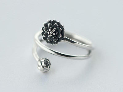 925 Sterling Silver Lotus Ring