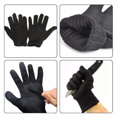 Black Cut-Resistant Protective Gloves