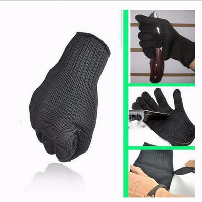 Black Cut-Resistant Protective Gloves