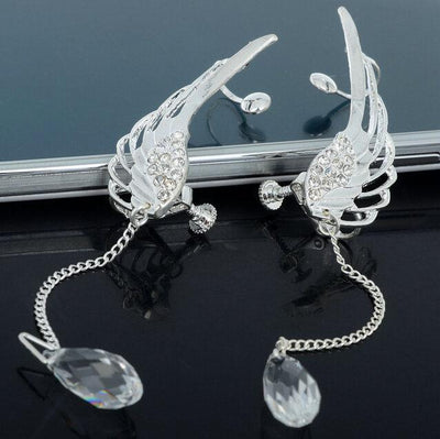 Angel Wing Crystal Drop Earrings