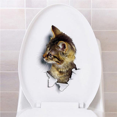 3D Cat Toilet Sticker